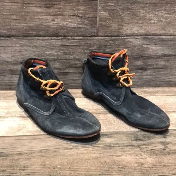 Hudson soft Lace up blue sued Ankle booties sz-7 - Picture 1 of 16